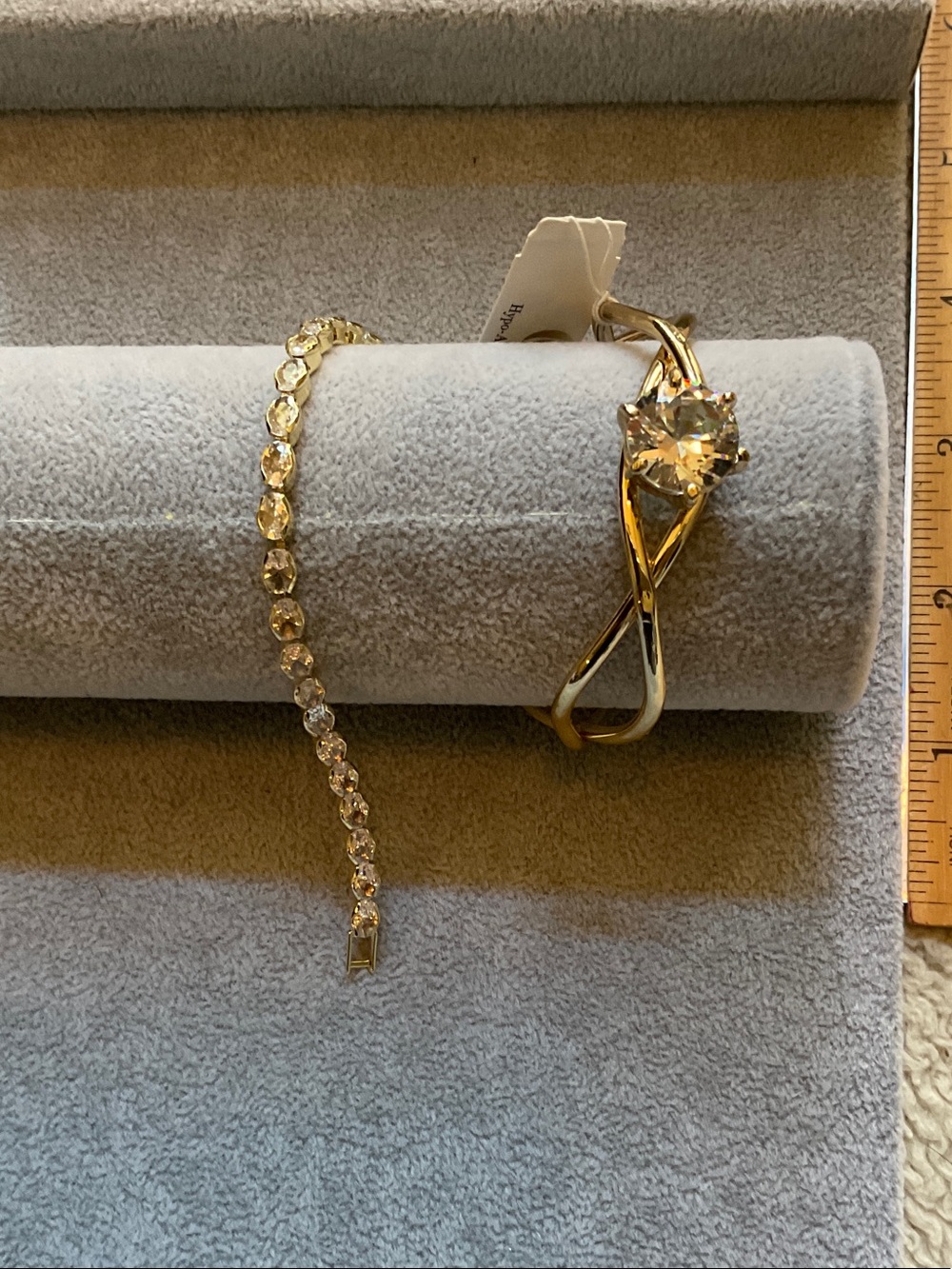 Charming Charlie Gold and Clear Crystal Twist Bracelet